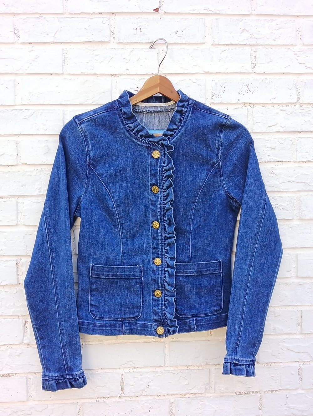 Draper James Ruffle Denim Jacket XS - Picture 2 of 9